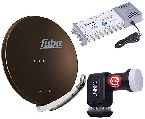 Sat Anlage 16 Teilnehmer | Komplettset - Fuba DAA 850 B Satellitenschüssel 85cm Alu braun + DUR-line Quattro LNB + DUR-line MS 5/16 G-HQ Sat Multischalter 16 Teilnehmer (DVB-S2, HDTV, UHD 4K/8K)