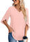 Aodemo Women's Summer Plus Size Dressy Chiffon Blouse 3/4 Sleeve V Neck Tunic Casual Shirt Office Work Tops 2XL, Pink