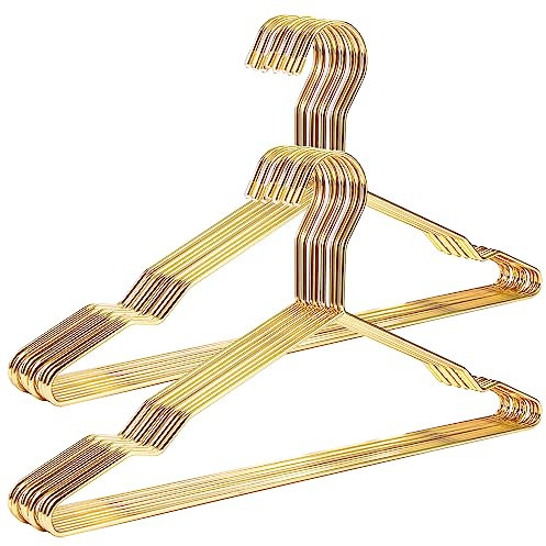 Qualsen Kleiderbügel Metall,20 Stück Eisen Kleiderbügel Gold Metallbügel,Clothes Hangers,Platzsparende Kleiderbügel Edelstahl Kleiderbügel Draht für Anzug T-Shirt Hemd Jacke Kleid Hose(42 cm)