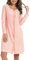 Marvmys Chemise De Nuit Femme Manches Longues Chemises De Nuit Femmes Col en V avec Boutons Devant Chemises De Nuit Vêtement De Nuit Doux Rayée Coton Manche Hiver Vêtement D'Intérieur Rose M
