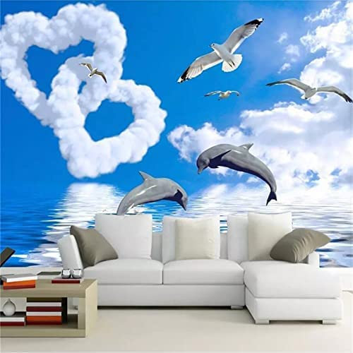 Papier Peint Photo Nuages ​​​​En Forme De Coeur Ciel Bleu Nuages ​​​​Blancs Papier Peint Photo Photo Peintures Murales Papier Peint Papier Peint 3D Papier Peint Pâte 400 (largeur) x 280 (hauteur) cm