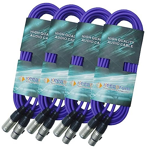 keepdrum mc001xx-6m-pu Lot de 4 câbles micro XLR 3 broches Violet 6 m