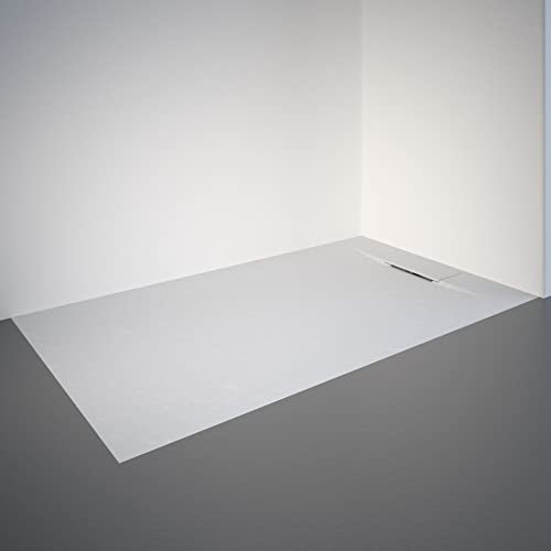 Schulte Duschwanne DWM-Tec mit Steinstruktur Mattweiß 70 x 160 cm, Mineralwerkstoff, Oberfläche aus Steinstruktur, barrierefrei, extraflach, geringes Eigengewicht