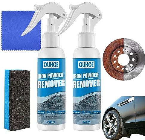 WEHOMY OUHOE Spray Antirouille pour Voiture 100 ML, OUHOE Iron Powder Remover, OUHOE Iron Powder Removal, Spray Antirouille pour Voiture, Peinture Chromée pour Surface Métallique (2PCS)