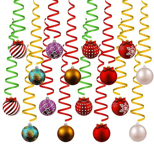 30 Pezzi Decorazioni Natalizie da Appendere, Decorazioni Natalizie Colorate Appendere Decorazioni Natalizie Spirale in Lamina Decorazioni da Soffitto per Forniture per Feste Interne All'Aperto