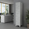 [en.casa] Metallschrank Joroinen Mehrzweckschrank mit 4 Türen Allzweckschrank 180 x 38 x 45 cm Spind Schrank abschließbar Stahlschrank Aufbewahrungsschrank Schließfachschrank Grau