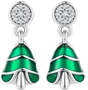 Weihnachten Jingle Glocke Ohrringe für Damen - Qings 925 Sterling Silber Weihnachtsglocke Weihnachtsbaum Weihnachtsmann Baumeln Tropfen Ohrringe Schmuck Weihnachts Geschenke für Mädchen