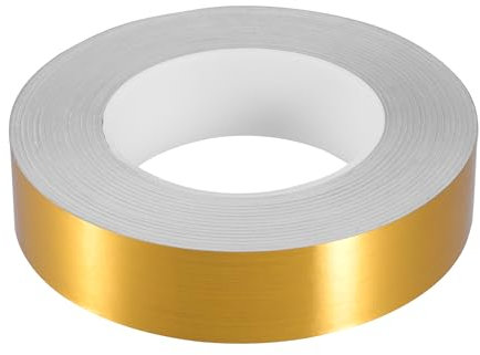 X AUTOHAUX Strisce decorative impermeabili, riflettenti, 3 cm, larghezza 50 m, nastro adesivo di avvertimento color oro per auto e moto