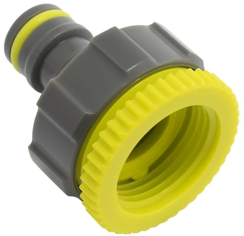 AERZETIX - C73252 - Adaptador Conector rápido para Grifo 1''-3/4'' Lado Hembra - Nariz de Grifo - Racor rápido para Manguera de riego - en plástico - Color reseda y Gris