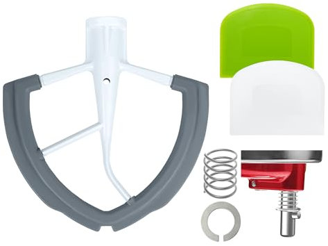 Flex Silicone Edge Beater For KitchenAid 5.5-6 Qt Bowl-Lift Stand Mixer, With 2 Pcs Dough Scraper & Stainless Steel Spring & Washer, Kitchen Aid Mixers Accessories And Attachments