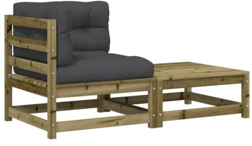 vidaXL Garten Ecksofa, Modular Gartenmöbel mit Kissen Hocker, Sofa Gartensofa Gartensessel mit Lattenrost, Lounge Sessel für Terrasse Garten
