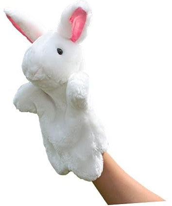 BESTonZON Plüsch Handpuppe Kaninchen Niedliches Spielzeug Für Kinder Weiß Geschichtenerzählen Zubehör Interaktives Rollenspiel Für Partys Und Eltern Kind Aktivitäten