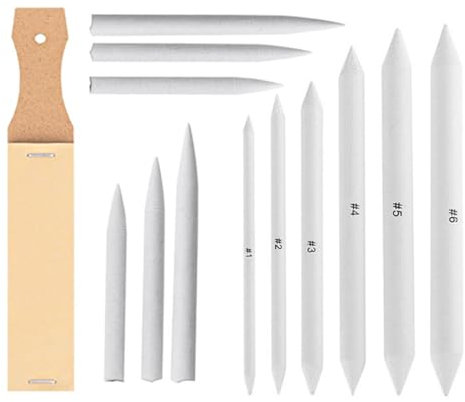 Visxcnu Papierwischer Bleistife,Papierwischer Set,13 Stück Mischen Papierwischer Skizzen Zeichnen Werkzeuge mit 1 Schleifpapier-Schärfpads,für Malerei Zeichnen DIY Student Skizze Zeichnen