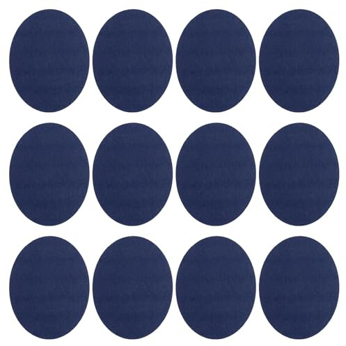 PATIKIL Parches Termoadhesivos Kit de 12 Parches de Terciopelo para Coderas y Rodilleras Parches de Reparación Ovalados para Ropa Pantalones Chaquetas Decoración Azul Zafiro