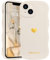LAPOPNUT Kompatibel mit iPhone 15 Hülle Silikon Mädchen Frau Handyhülle Süß Herzen Muster Stoßfest Wellenform Schutzhülle Case für iPhone 15 Beige