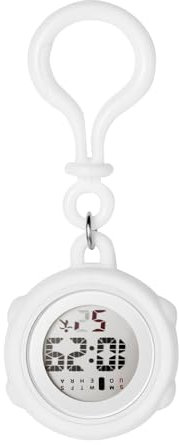 JewelryWe Montre Mousqueton en Silicone:Montre Porte Clé Digitale Affichage Numérique Multifonction avec Calendrier Alarme Chronomètre Montre Infirmière Porte Clef pour Sac à dos Activités Extérieures