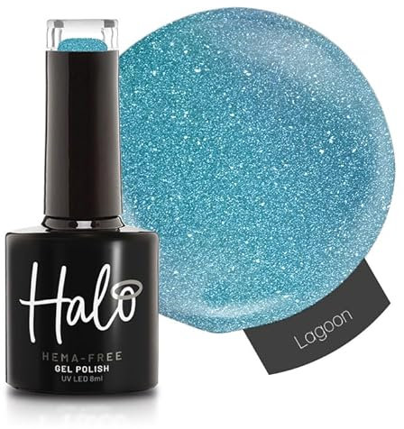 Halo Gel Polish 8ml - Lagoon. UV/LED Gel Nail Polish, Long Lasting & Easy To Apply. Nail Art Colours For Manicure & Pedicure. Gel Polish For Professional & Home Use.