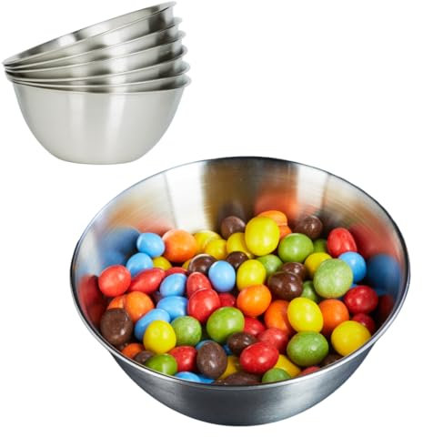 Marzoon Edelstahl Schüsseln Set – Stapelbare Metall Schalen für Salat, Snacks, Dips & mehr (6 Stück, Ø 15 cm)