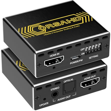 4K@60Hz HDMI Audio Extractor & Converter, SPDIF Optical 7.1/5.1CH, Stereo 3.5mm, Scaler, CEC, Dolby Digital Audio De-embed, HDCP 2.2/2.3 Bypass, PS5 & Xbox Compatible