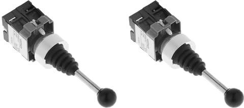 2pcs XD2PA22CR 2NO, Interrupteur à Joystick momentané à 2 Positions pour Contrôle Industriel avec Manchon en Caoutchouc pour Circuits AC 50 Hz et DC