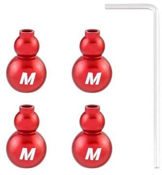 Yundxi 4pcs Bike Cable End Caps, Aluminum Alloy Cable End Crimps, Caps Shift Cable Gear Wire End Tips Crimps with Wrench for Road Bike and Mountain Bicycle (Red)