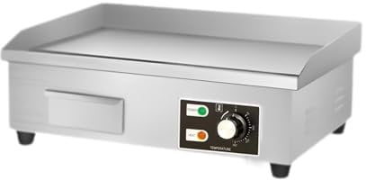 Plancha Eléctrica de Cocina.Plancha Profesional para Cocinar de 55x35cm.Acero Inoxidable.Placa Industrial con Bandeja Recoge Grasa.Temperatura de 50-300 °C.3000W