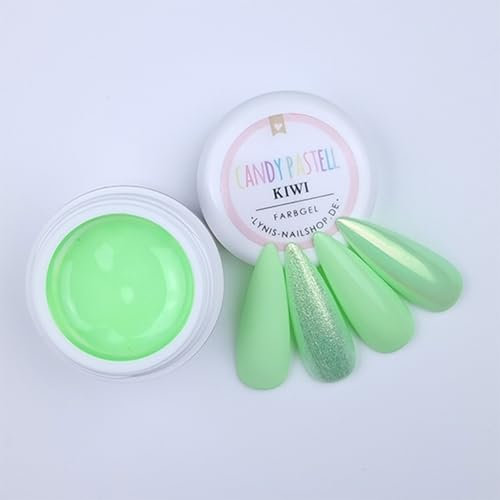 Farbgel für Gelnägel Pastell Grün 5ml, Candy Kiwi, Sanftes Mintgrün für dezente French Styles & natürliche Nägel, LED & UV geeignet, Deutsche Marke, Lynis-Nailshop.de