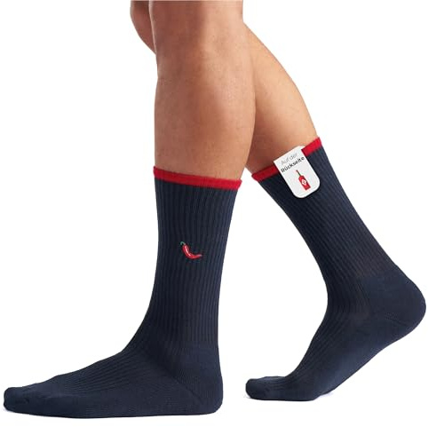 von Jungfeld - 1er Set Motiv Socken mit Hot Sauce - Dark Navy Icon - Bunte Socken in Gr. 35-38