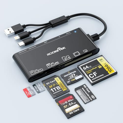 7 IN 3 USB 3.0 Multi Card Reader Adapter, Memory Card Reader for SD,CF,XD,Micro SD,TF,MS Cards, 5Gbps High-Speed USB C SD Card Reader for iPhone 16/15/14/iPad/MacBook/Samsung, Windows,Mac OS,Linux