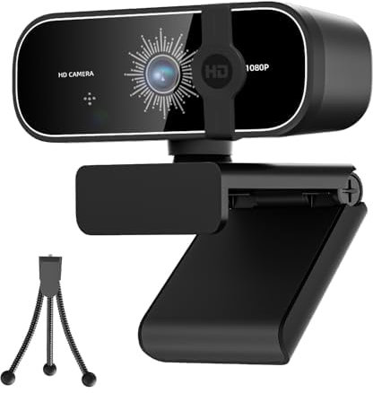 ISKOVI C28 1080P Webcam with Privacy Cover and Tripod Stand, PC Camera with Noise-Canceling Mic, Computer Camera with Auto Light Correction,Plug and Play, Web Camera for Streaming, Zoom/Facetime
