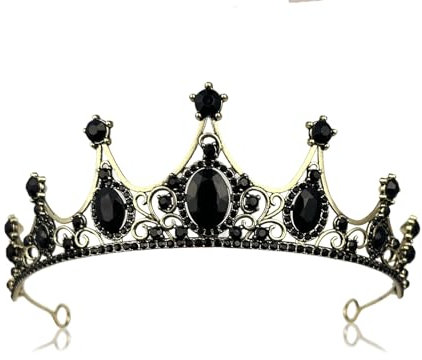Bliceon Barock Tiara, Kristall Haarbänder für Mädchen Frauen, Gothic Braut Vintage Schwan Kopfbedeckungen für Halloween-Kostüme, Hochzeiten, Festivals und Geburtstagsfeiern,Schwarze