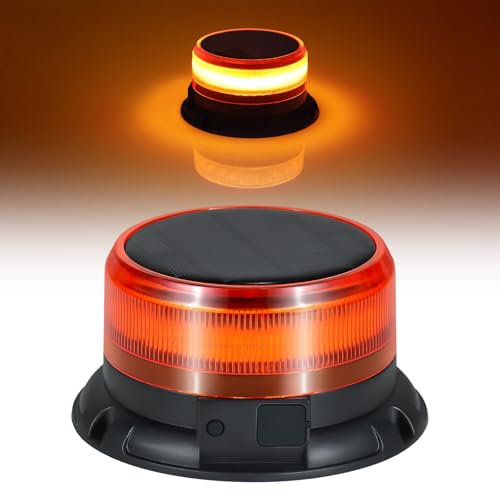 Fxlpower Lampeggiante Arancione Batteria con Magnetico, Ricaricabile LED Lampeggianti per Trattore con Carrello Elevatore Veicoli da Costruzione