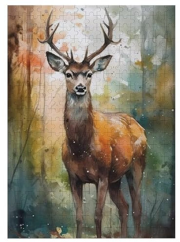 Hirsch Puzzles Für Erwachsene, 300-teiliges Holzpuzzle, Geeignet Für Kinder Ab 12 Jahren, Die Pädagogische Puzzle Lernen 42×30cm