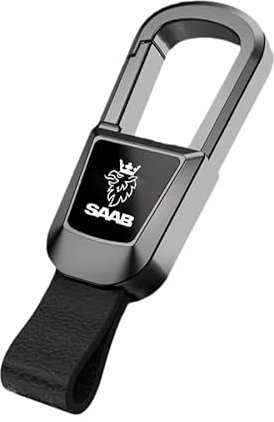 JRZCXGZX Universal Auto Schlüsselbund Leder Schlüsselanhänger für Saab 93 9 3 95 9 5 900 9000 Auto Schlüsselanhänger Ersetzen Zubehör für Männer Frauen,Black Style-A