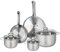 ELO 9877450 Kochgeschirr-Set, 5-teilig, 2 Bratpfannen 24 und 28 cm und 3 Kochtöpfe 14, 16 und 24 cm Elo Profi, glänzend, Edelstahl, Induktion