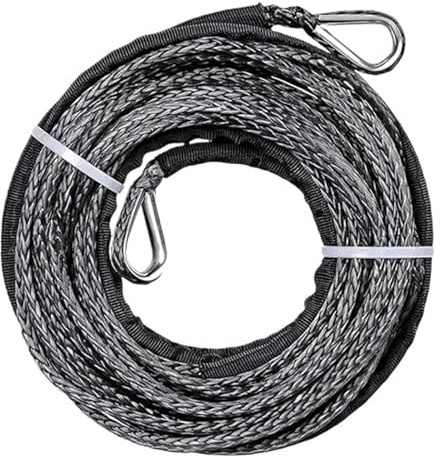 Rallonge de câble de treuil synthétique 6 mm x 30 m for Voiture Tout-Terrain 4X4 pour Routier des Camions(Black)
