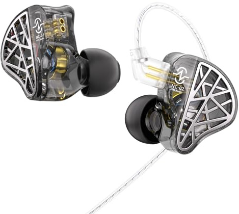 Yinyoo CCZ NC02 In-Ear Monitors Earphones,10mm Magnetic DD Gaming Earbuds with 2 Pin TFZ Detachable Cable,Lightweight HiFi Wired IEM Headphones for Gaming/Music