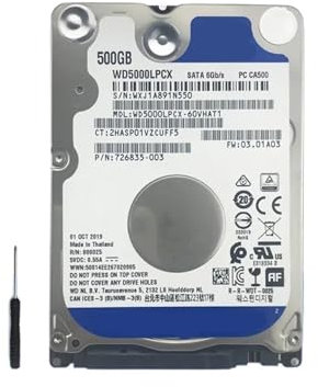 JXCHSWOU Disco rigido for notebook da 500 GB, 5400 giri/min, HDD interno da 2,5, SATA III, 16 MB di cache, 7 mm, for giochi, casa, PS4, laptop