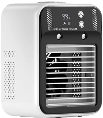 MEIION Premium Mini Aircooler Luftkühler Mit Wasserkühlung Ohne Abluftschlauch Tragbarer Mini-Klimaanlage mit 2 Geschwindigkeiten, wiederaufladbarer Luftkühler, Digitalanzeige