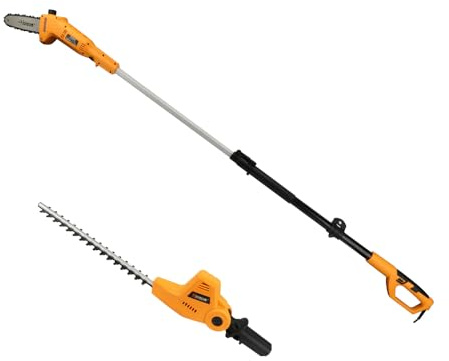 Hoteche 2in1 Teleskop-Astsäge & Heckenschere | 500W/700W, 195-253CM, Orange-Schwarz, Farbschachtel
