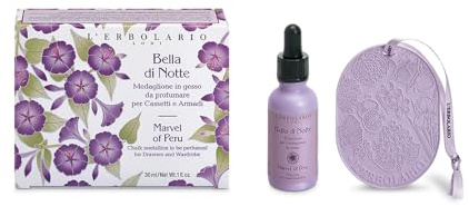 L'Erbolario Bella di Notte Medaillon aus duftendem Gips mit 30-ml-Flasche – für Schubladen und Schränke – limitierte Auflage – blumiger und Vanilleduft