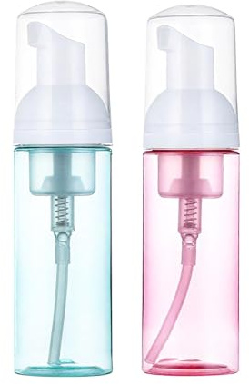 2 Pack Foam Pump Bottle, 60 Ml/2 Oz Portable Mousse Foam Soap Dispenser, Clear Mini Refillable Pump for Travel Skin Care
