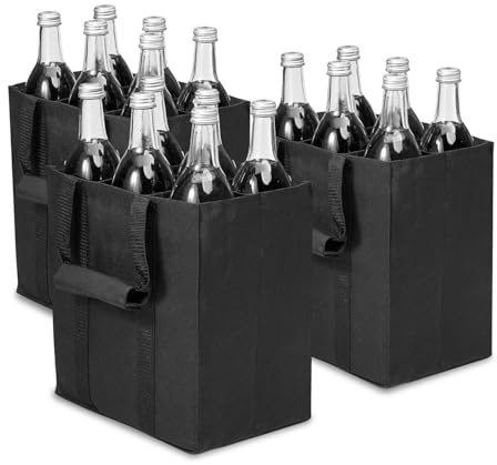 Wintem – Borse Porta Bottiglie di Vino Set da 3 con 6 Scomparti, Manico Rinforzato e Tessuto Oxford Impermeabile