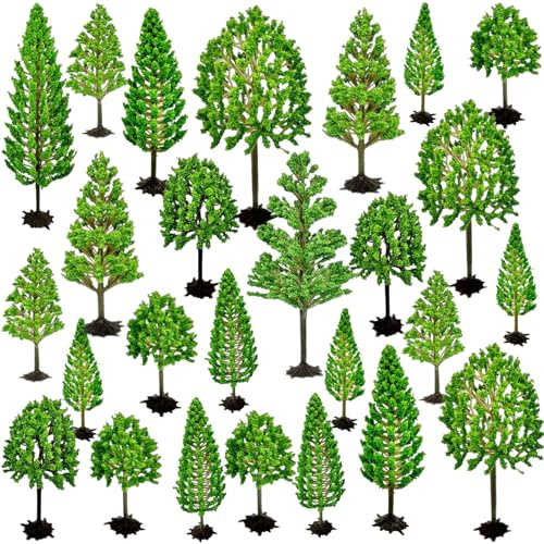 Lot de 26 Arbres Miniatures, Modèle Arbre en Plastique, Modèle Train Arbres | Mixte Modèle Arbres, Modèle Arbres, pour Paysage de Bricolage, Paysages Miniatures, Table de Sable, Modèle Paysage 6-15 cm