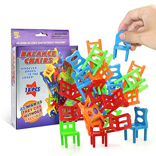 Fafeims „Stapelstühle-Spielset“ – Balance-Stühle, Mitbringsel, Stapelspielzeug, 18 Mini-Kunststoffstühle, Interaktiver Spaß für