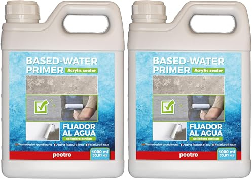 PECTRO Fijador al agua 1000ml - Imprimacion pintura paredes - Selladora acrílica para fijar la pintura en superficies porosas, pintadas o de obra nueva - Adherente antihumedad (Paquete de 2)