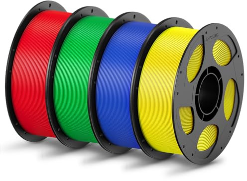 ANYCUBIC PLA Filament 1,75mm, Einfach zu Drucken, 3D Drucker Filament PLA, Hohe Kompatibilität, Vakuumverpackung, Intelligente Identifikation, 4KG Rot Grün Blau Gelb