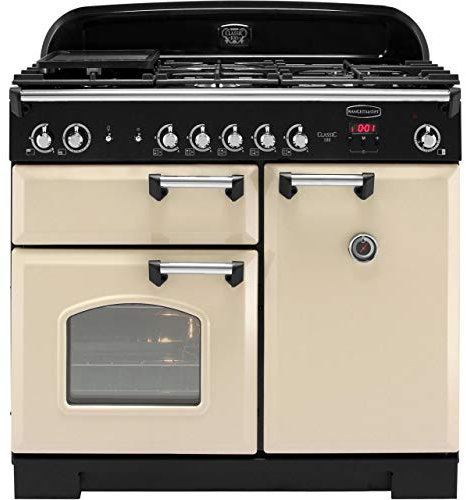 Rangemaster Classic CLA100NGFCR/C 100cm Gas Range Cooker with Electric Fan Oven - Cream / Chrome - A+/A Rated