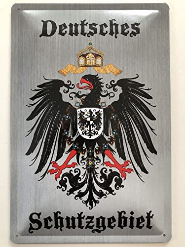 Blechschild 20x30cm gewölbt Deutsches Schutzgebiet Edelstahloptik Deutschland Deko Geschenk Schild