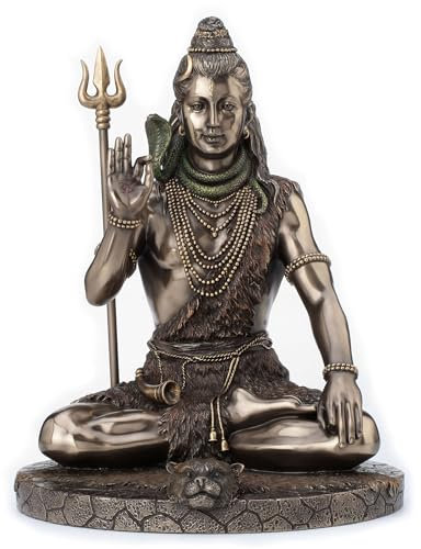 Veronese Design Lord Shiva in Meditations-Pose, Hindu-Gott, kaltgegossenes Harz, Antik-Bronze-Finish, Statue, Skulptur